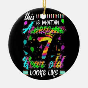 7th Birthday Awesome 7 Year Old Looks Like Ceramic Ornament