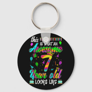 7th Birthday Awesome 7 Year Old Looks Like Key Ring