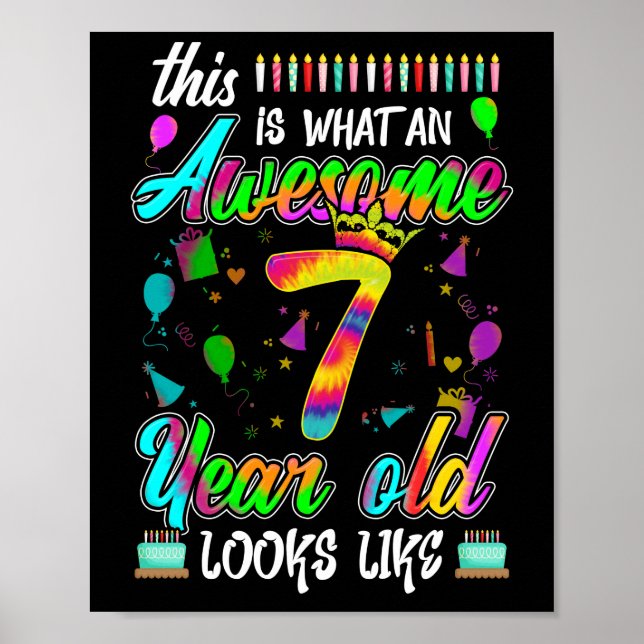 7th Birthday Awesome 7 Year Old Looks Like Poster (Front)