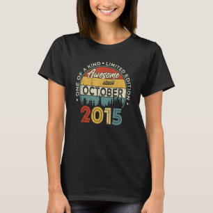 7th Birthday Awesome Since October 2015 7 Years O T-Shirt