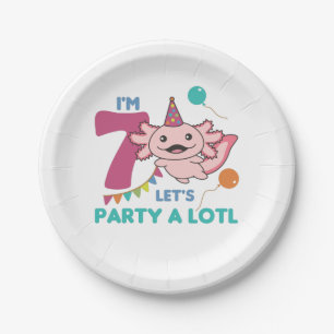 7th Birthday Axolotl Seven Year Old Sweet Axolotls Paper Plate