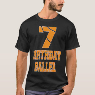 7th Birthday Baller Boy 7 Years Old Basketball The T-Shirt