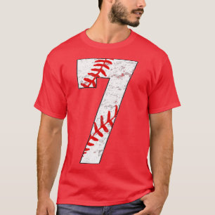 7th Birthday Baseball Big Number Seven 7 Year Old T-Shirt