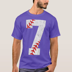 7th Birthday Baseball Big Number Seven 7 Year Old T-Shirt