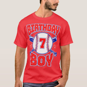 7th Birthday Baseball Big Number Seven 7 Year Old T-Shirt