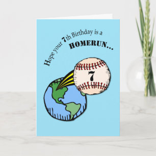 7th Birthday Baseball Home Run Card