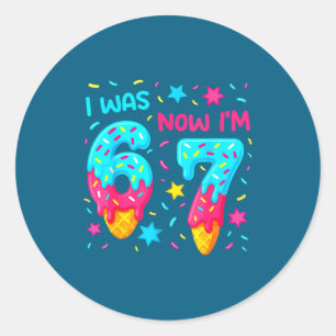 7th Birthday Baseball Ice Cream Classic Round Sticker