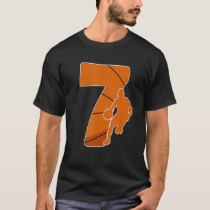 7th Birthday Basketball Big Number 7 Year Old Boy T-Shirt