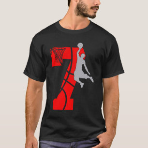 7th Birthday Basketball Big Number 7 Year Old Boy T-Shirt