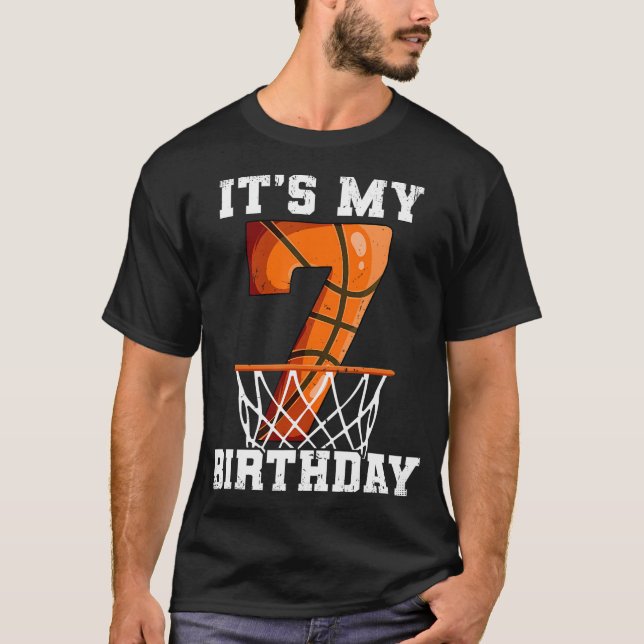 7Th Birthday Basketball T-Shirt (Front)