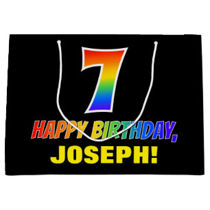 7th Birthday: Bold, Fun, Simple, Rainbow 7 Large Gift Bag