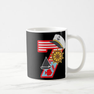 7th Birthday Boy 7 Years Old Little Sailboat Nauti Coffee Mug