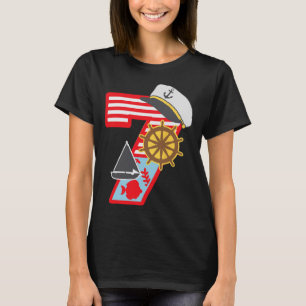 7th Birthday Boy 7 Years Old Little Sailboat Nauti T-Shirt