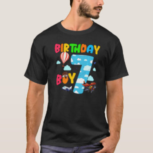 7th Birthday Boy Aeroplane Pilot 7 Years Old Helic T-Shirt
