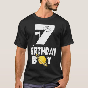7th Birthday Boy Astronaut 7 Years Old Space Theme T-Shirt