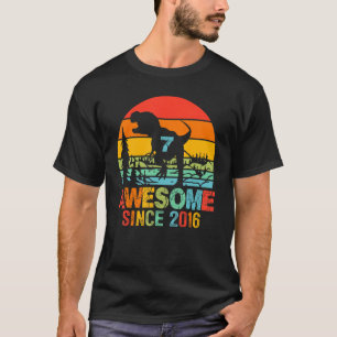 7th Birthday Boy Awesome Since 2016 7 Year Old  Di T-Shirt