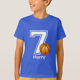 7th Birthday boy basketball personalised-2 T-Shirt