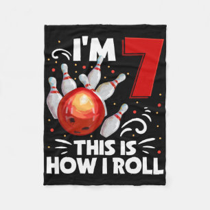7th Birthday Boy Bowling This Is How I Roll 7 Year Fleece Blanket
