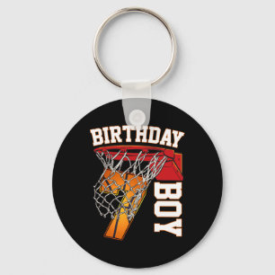 7th Birthday Boy Bysketbyll 7 Year Old Theme Playe Key Ring