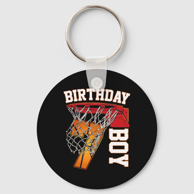 7th Birthday Boy Bysketbyll 7 Year Old Theme Playe Key Ring (Front)