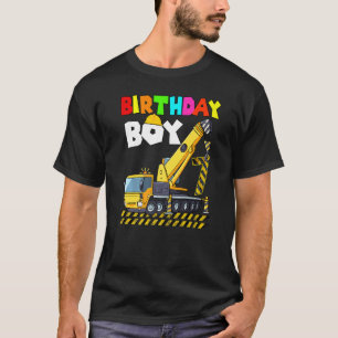 7th Birthday Boy Crane Truck Excavator 7 Year Old T-Shirt
