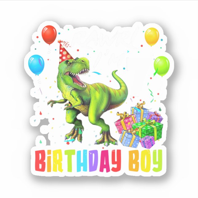 7Th Birthday Boy Dinosaur T Rex (Front)