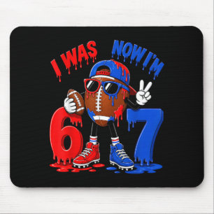 7th Birthday Boy Football Ice Cream Drip 7 Year Mouse Pad
