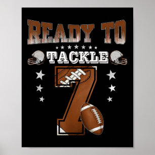 7th Birthday Boy Football Themed Party 7 Year Old Poster