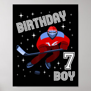 7th Birthday Boy Ice Hockey 7 Year Old Fun B-Day M Poster