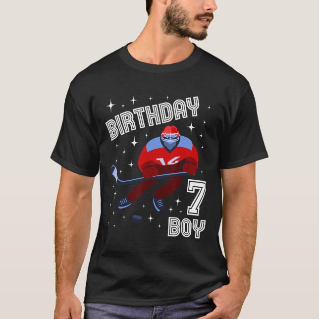 7th Birthday Boy Ice Hockey 7 Year Old Fun B-Day M T-Shirt (Front)
