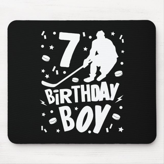 7th Birthday Boy Ice Hockey Kids 7 Years Old Party Mouse Pad (Front)