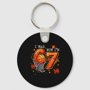 7Th birthday boy kids basketball i 6 now i'm 7 yea Key Ring