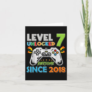 7th Birthday Boy Level 7 Unlocked Awesome Since 20 Card