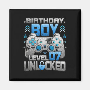 7th Birthday Boy Level 7 Unlocked Video Game Party Magnet