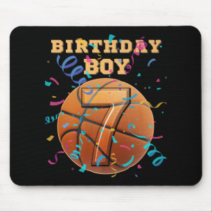 7th Birthday Boy Seven 7 Years Old Basketball Play Mouse Pad
