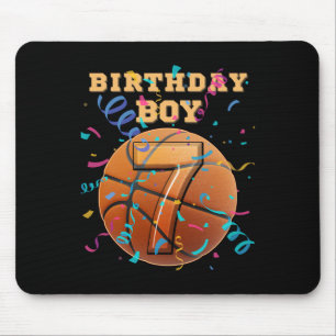 7th Birthday Boy Seven 7 Years Old Sketll Players Mouse Pad