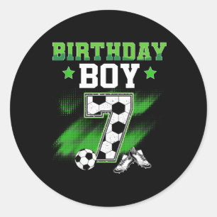 7th Birthday Boy Soccer 7 Year Old Sport 7yr Boys  Classic Round Sticker