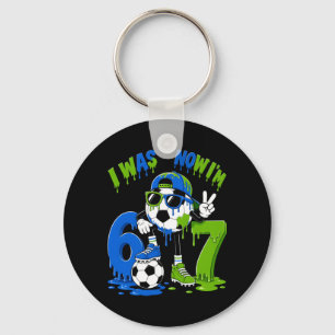 7th Birthday Boy Soccer Ice Cream Drip 7 Year Old Key Ring
