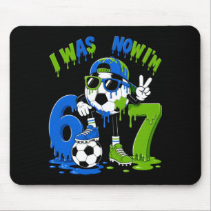 7th Birthday Boy Soccer Ice Cream Drip 7 Year Old Mouse Pad