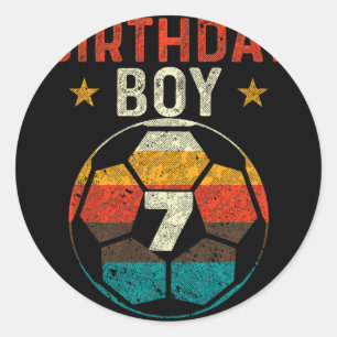7th Birthday Boy Soccer Lover 7 Years Old Bday Classic Round Sticker
