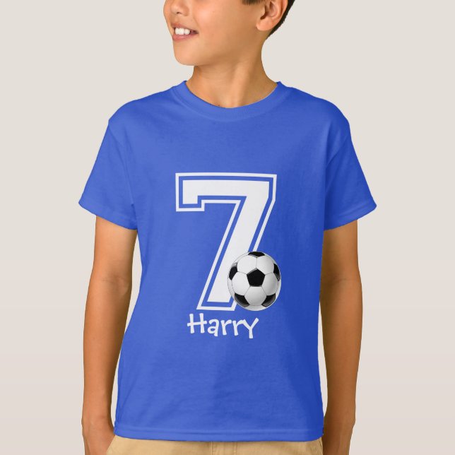 7th Birthday boy soccer personalised-2 T-Shirt (Front)