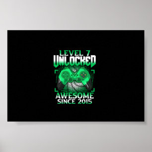 7th Birthday Boy Video Gamer Level 7 Unlocked Poster
