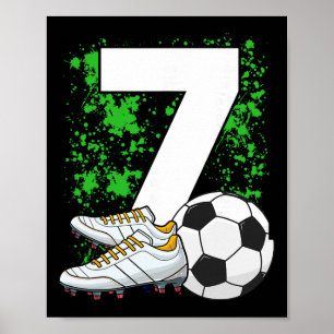 7th Birthday Boys 7 Years Soccer Football Player B Poster