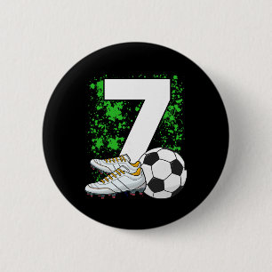 7th Birthday Boys 7 Years Soccer Footll Player Bir 6 Cm Round Badge