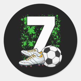 7th Birthday Boys 7 Years Soccer Footll Player Bir Classic Round Sticker