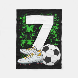 7th Birthday Boys 7 Years Soccer Footll Player Bir Fleece Blanket