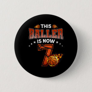 7th Birthday Boys Basketball Player Gifts 7 Years 6 Cm Round Badge