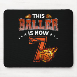 7th Birthday Boys Bysketbyll Player Gifts 7 Years Mouse Pad