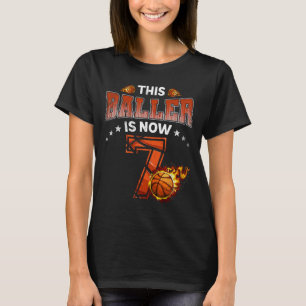 7th Birthday Boys Bysketbyll Player Gifts 7 Years  T-Shirt