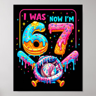 7th Birthday Boys I Was 6 Now Im 7 Baseball Ice Cr Poster